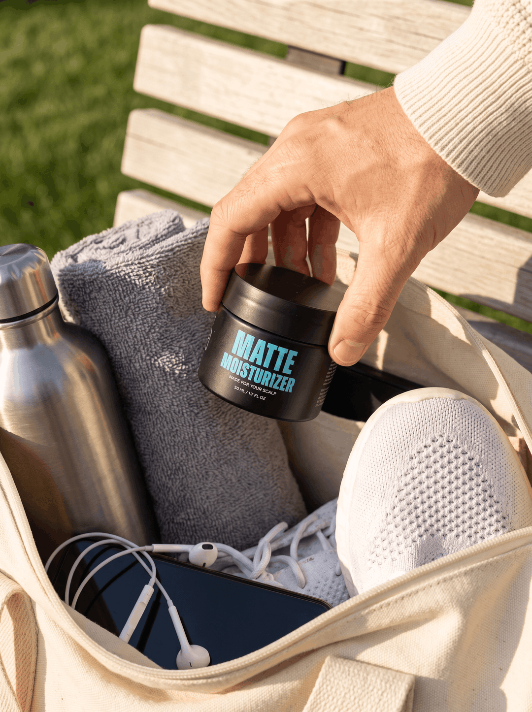 Matte Moisturizer applied to a bald head