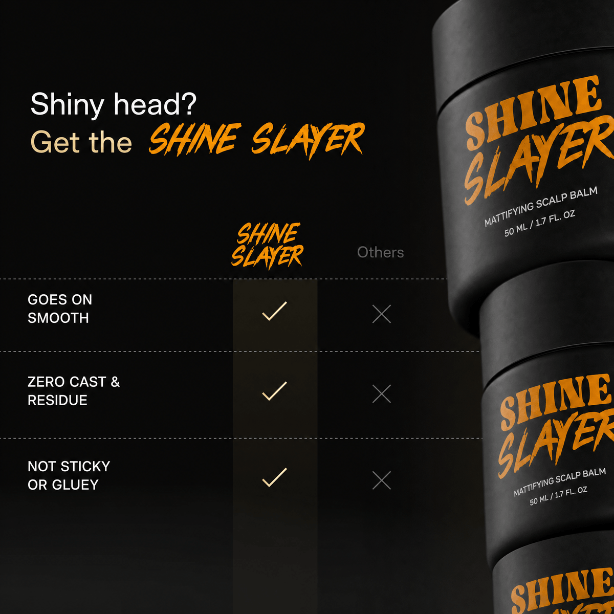 Shine across a bald head in direct light