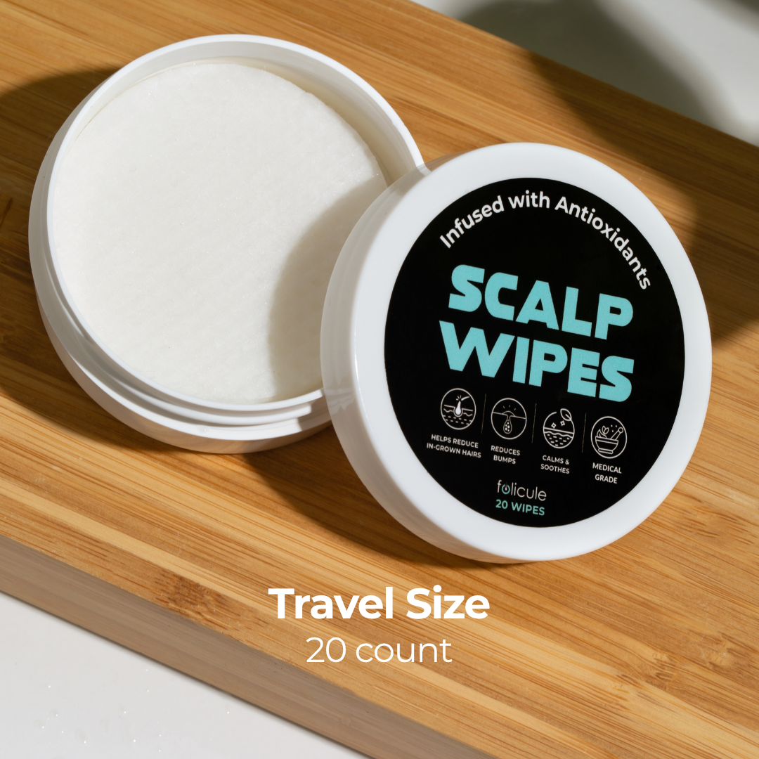 Folicule Scalp Wipes pack for bald heads